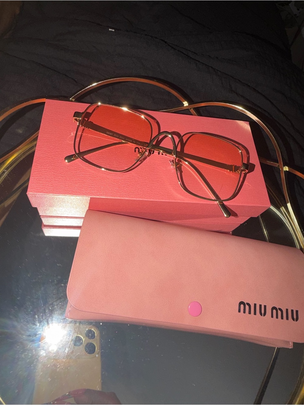 Miu Miu Rose-Tinted Oversized Aviator Sunglasses